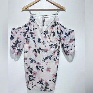 Ali & Jay Los Angeles Floral Cold Shoulder V- Neck Short Dress w/ Lining  Size S